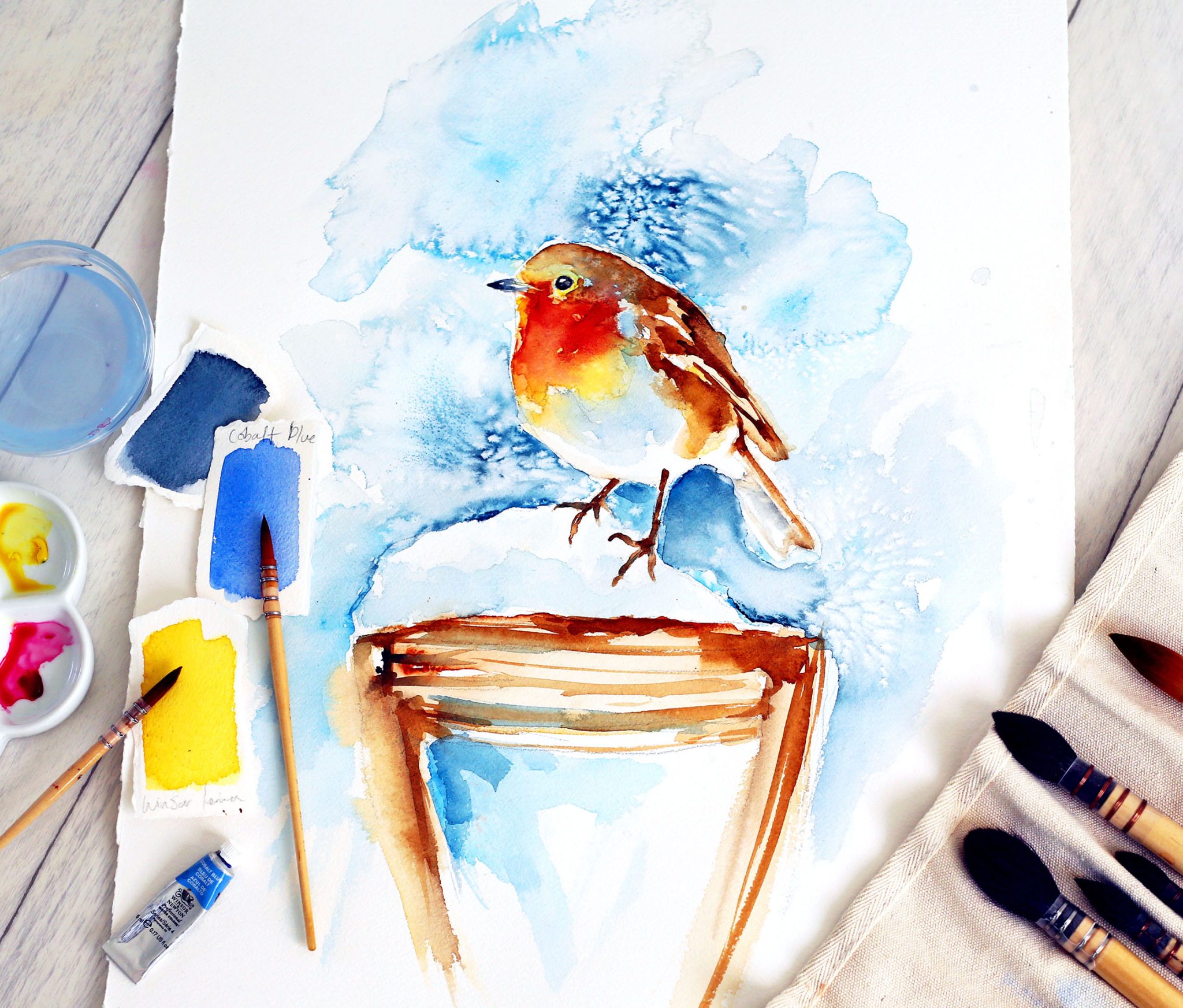 How to Paint: Winter Robin Watercolours - Jennifer Rose Gallery
